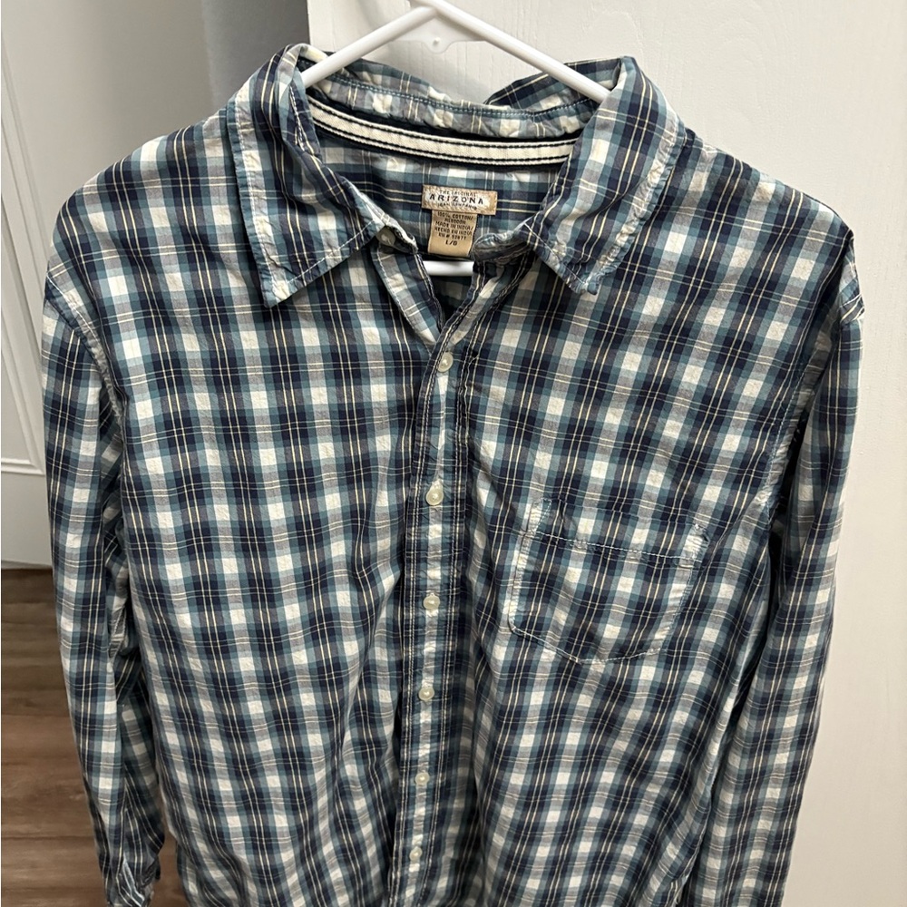 Arizona Men's Blue Plaid Shirt